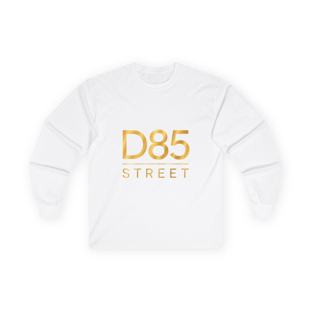 D85 Street Long Sleeve Tee — Gold Logo Graphic streetwear Shirt