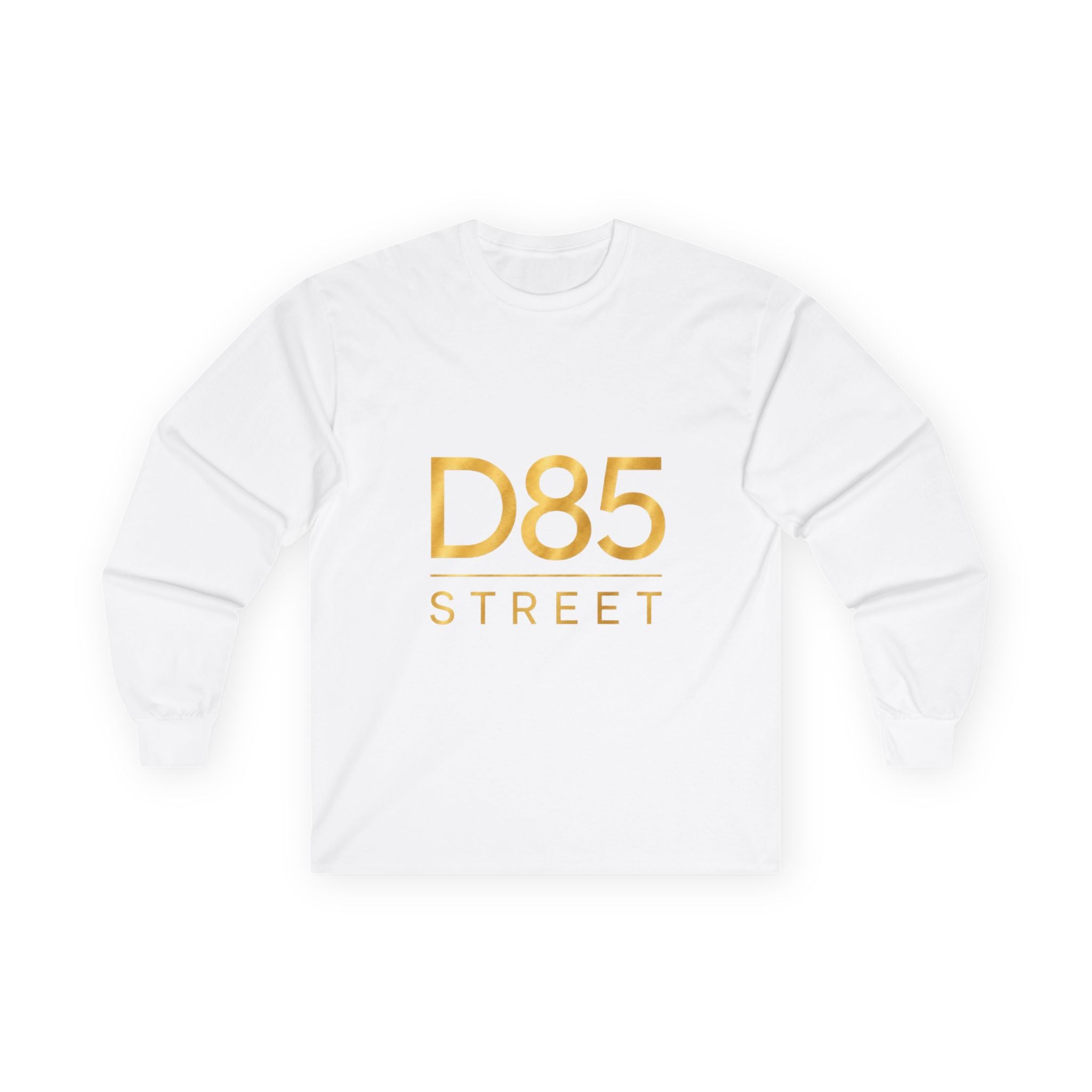D85 Street Long Sleeve Tee — Gold Logo Graphic streetwear Shirt