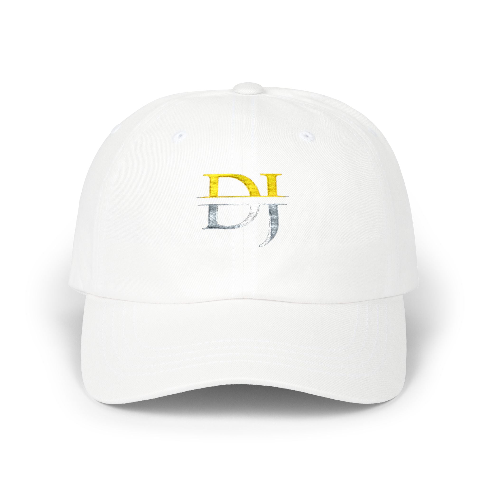 Embroidered 'DJ' Classic Dad Cap - Vintage Two-Tone Logo Hat