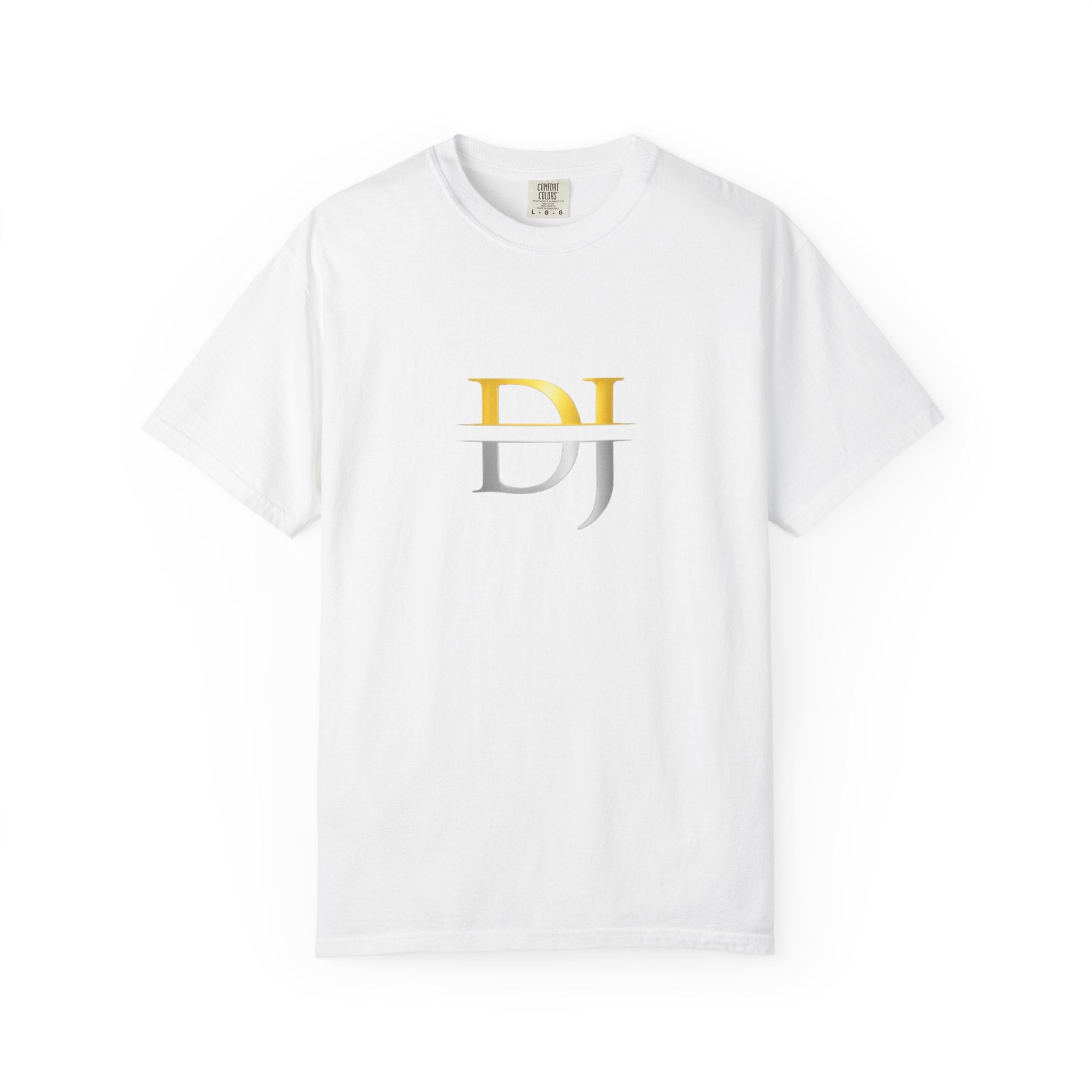 DJ Monogram T-Shirt — Minimalist Gold & Silver Initials Tee