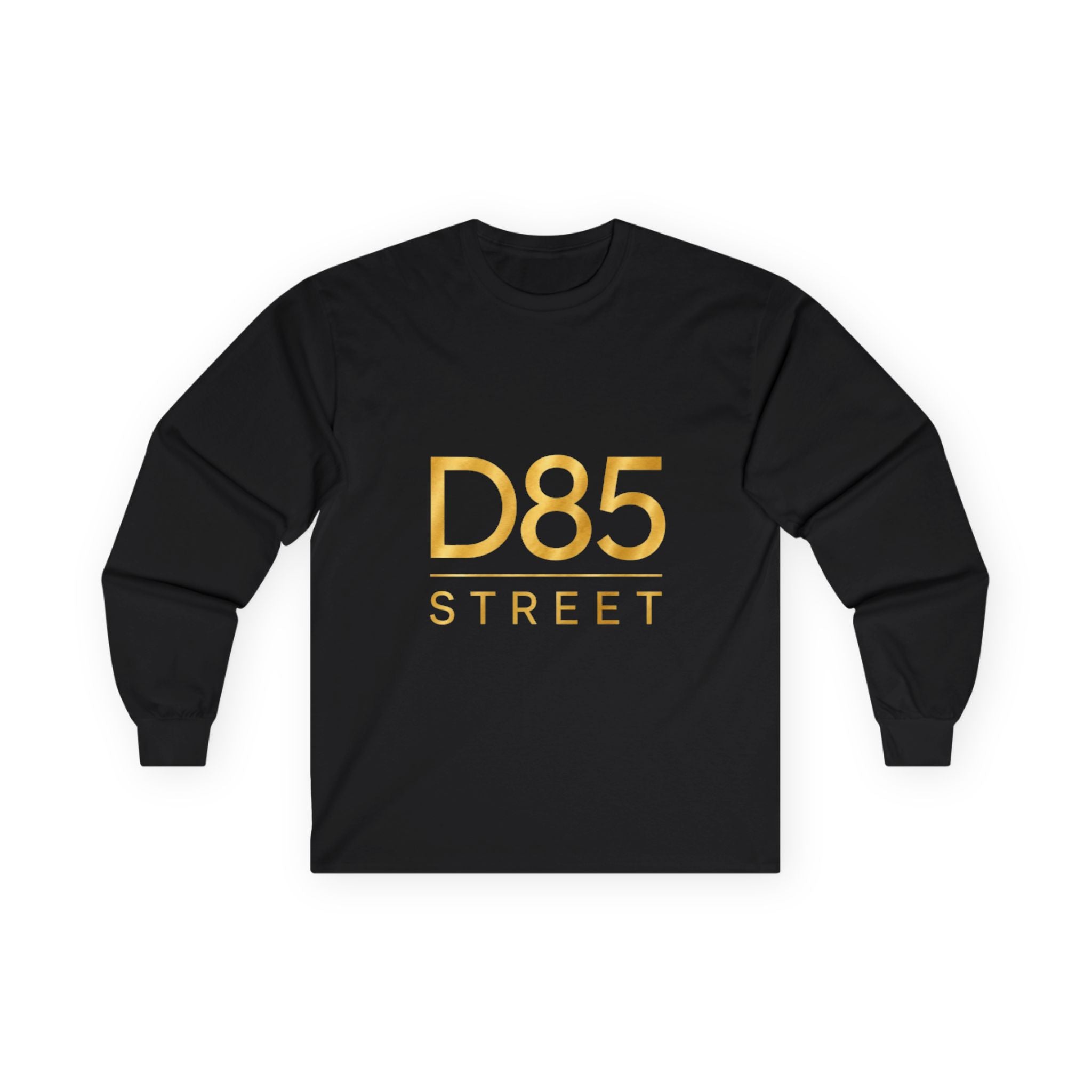 D85 Street Long Sleeve Tee — Gold Logo Graphic streetwear Shirt